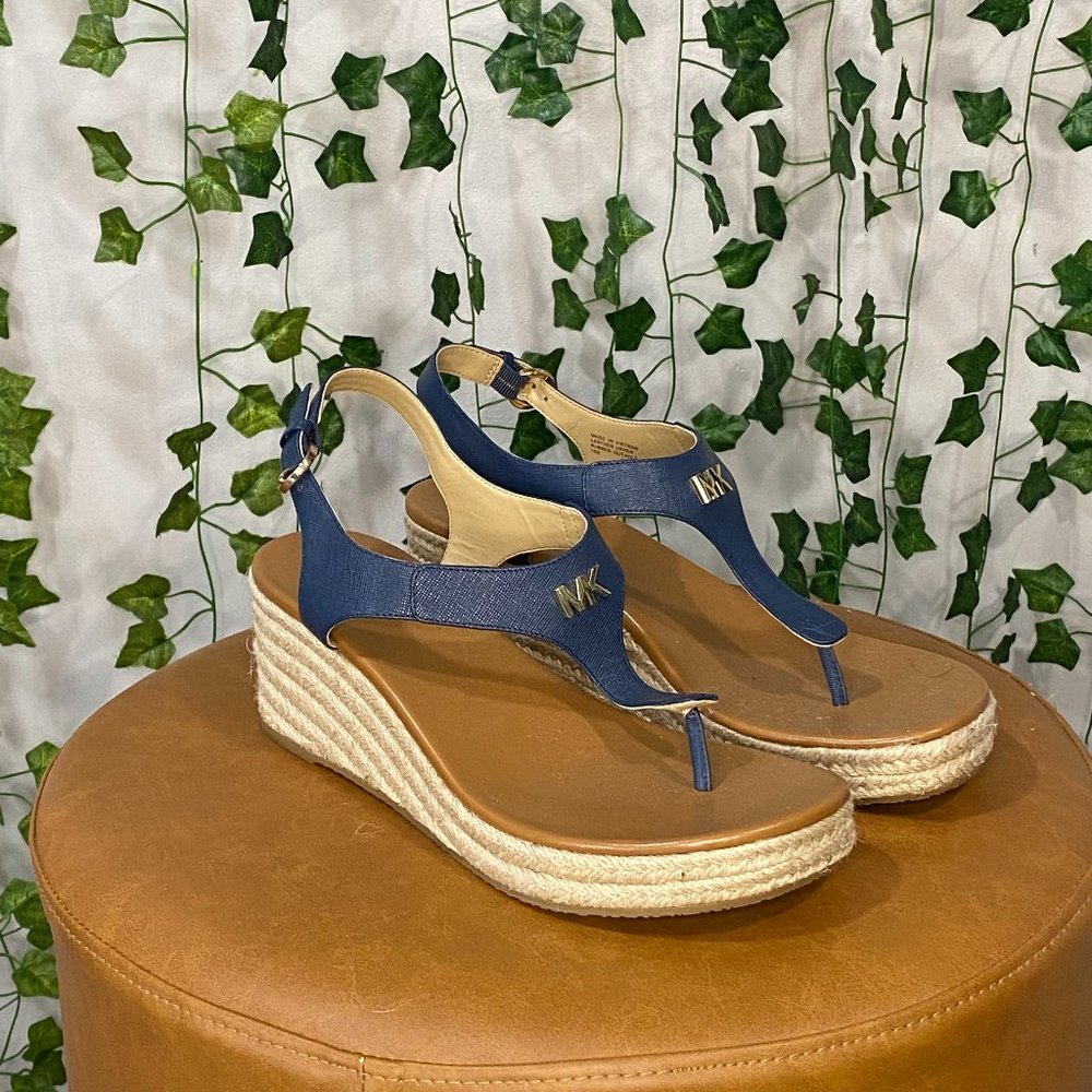 Michael Kors Blue Wedge Sandals